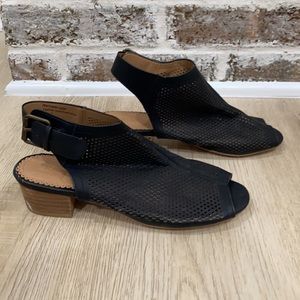 Mesh Leather Peep Toe Heels